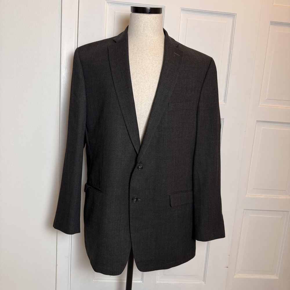 Calvin Klein Blazer Mens 38 Gray Textured Two Button Jacket Sport Coat‎